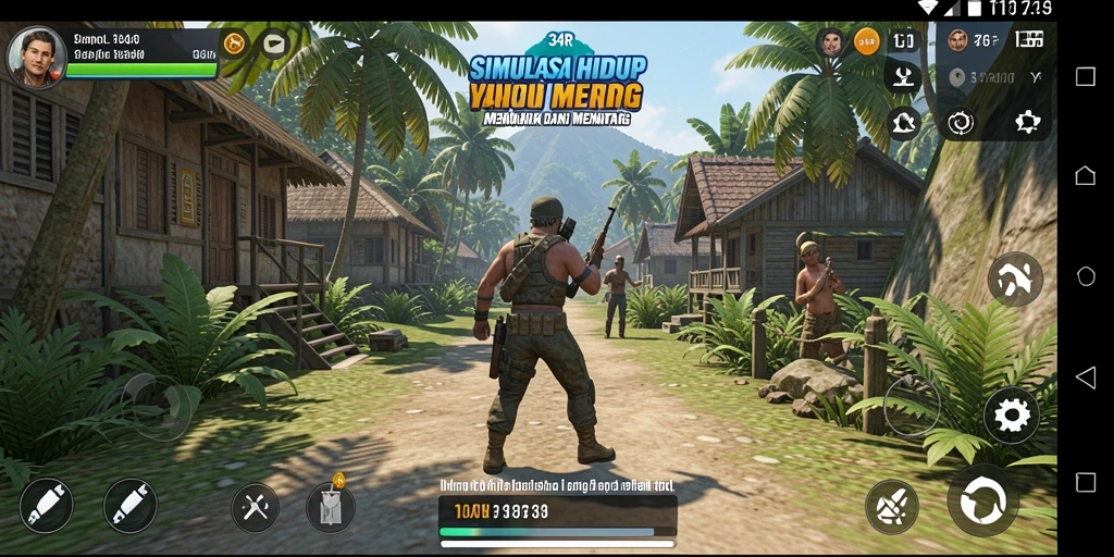 Screenshot gameplay 34R menampilkan dinamika kehidupan yang imersif.