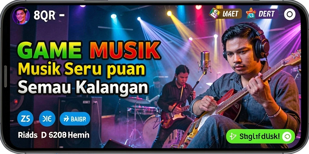 Tampilan gameplay 8QR yang menarik dengan berbagai lagu.