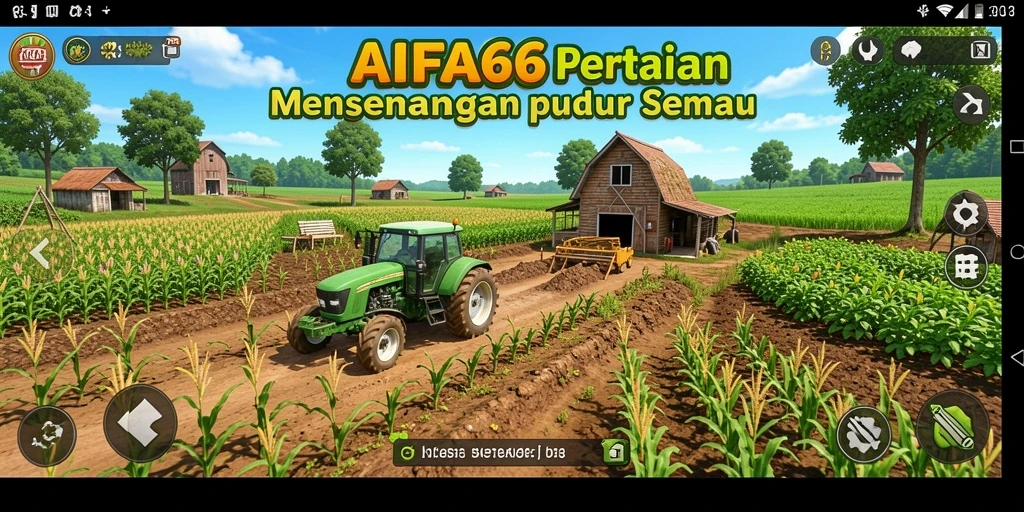 Tampilan gameplay AIFA66 dengan suasana pertanian yang hidup.