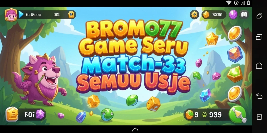Screenshot BROMO77 menampilkan aksi gameplay Match-3 yang seru.