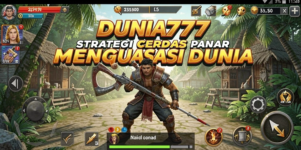 Tampilan gameplay DUNIA777 dengan pertempuran strategi yang seru.