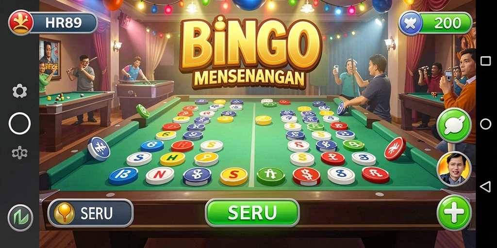 Tangkapan layar gameplay HR89 dengan suasana permainan Bingo yang menggembirakan.