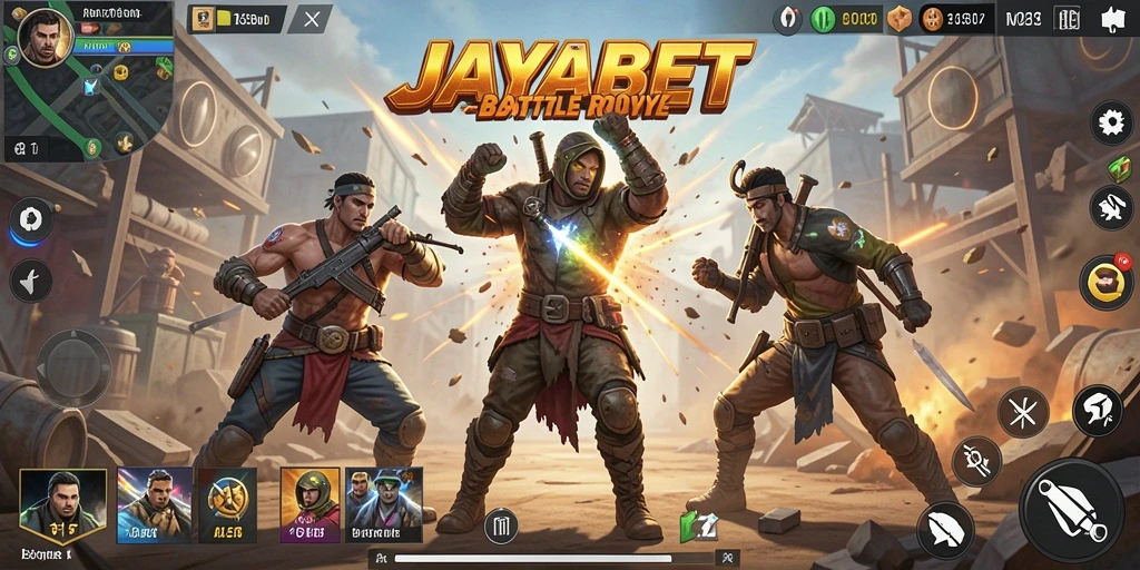 Tampilan aksi seru dalam gameplay JAYABET Battle Royale.