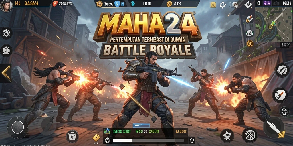 Tangkapan layar utama MAHA24 yang menunjukkan intensitas pertempuran Battle Royale.
