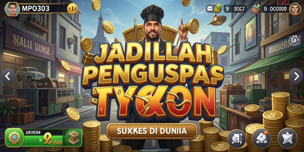 Screenshot MPO303 menunjukkan gameplay menarik dalam membangun usaha Tycoon.