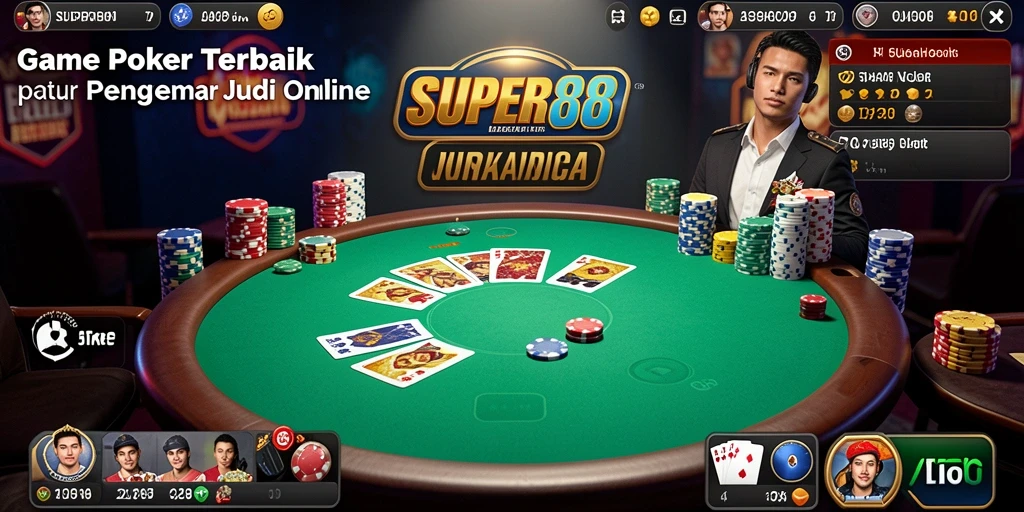 Tampilan gameplay Poker yang mendebarkan di SUPER88.