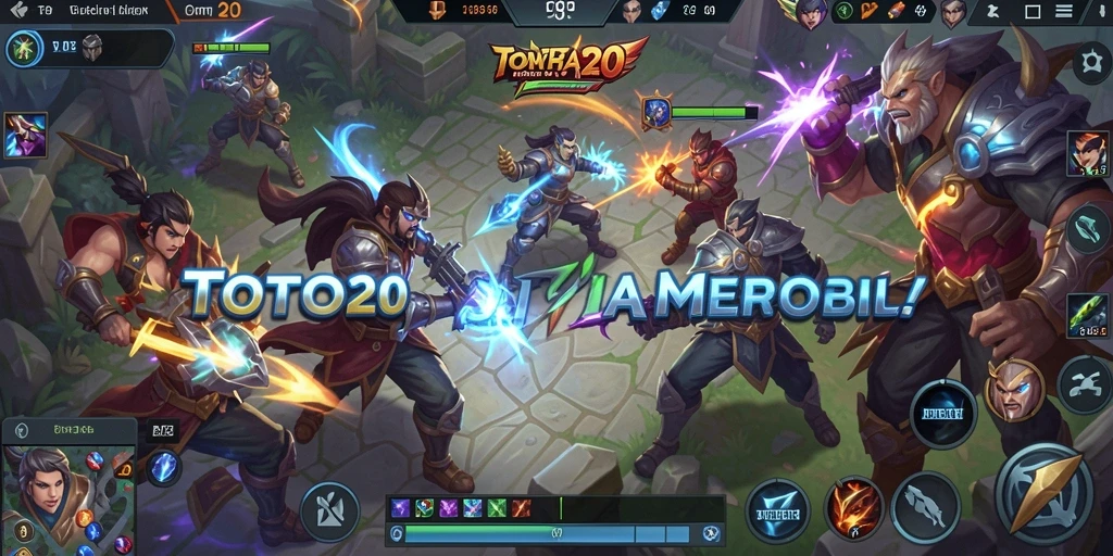 Screenshot utama TOTO20 menampilkan pertempuran seru di arena MOBA.