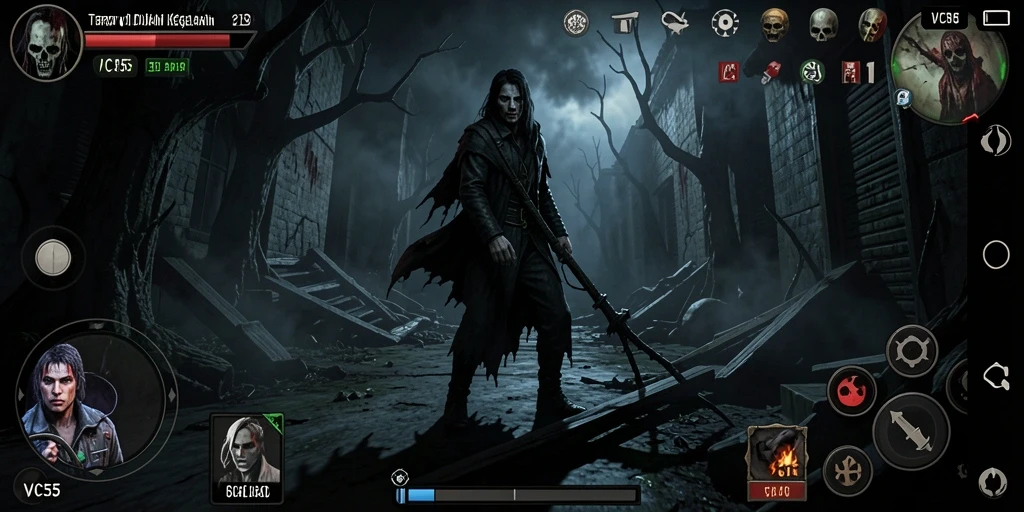 Tangkapan layar dari gameplay VC55 yang menampilkan momen menyeramkan dan atmosfer Horror.