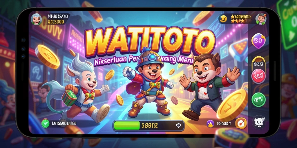 Screenshot WATITOTO menampilkan gameplay seru dan penuh warna.